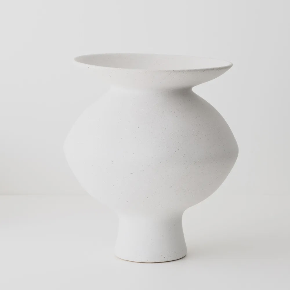 Kenji Flared Vase White Sand,  31cml x 31cmw x 33cmh