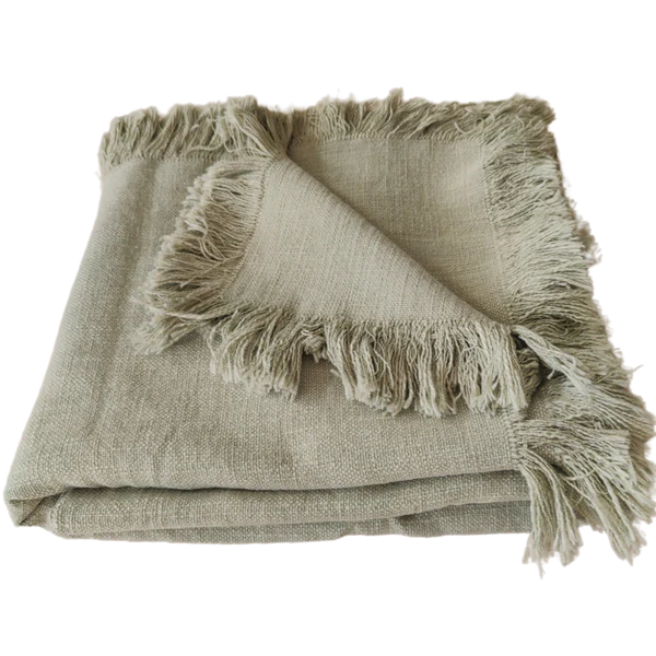 Champetre French Linen Throw 140 x 220 cm Sage Green