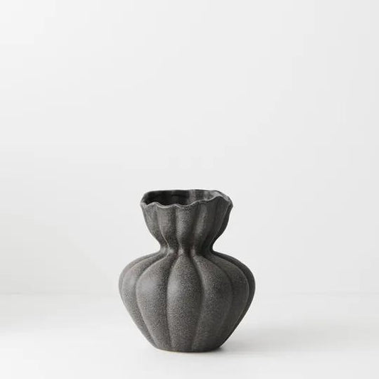 Basma Vase Black/Charcoal 19 x 17 cm
