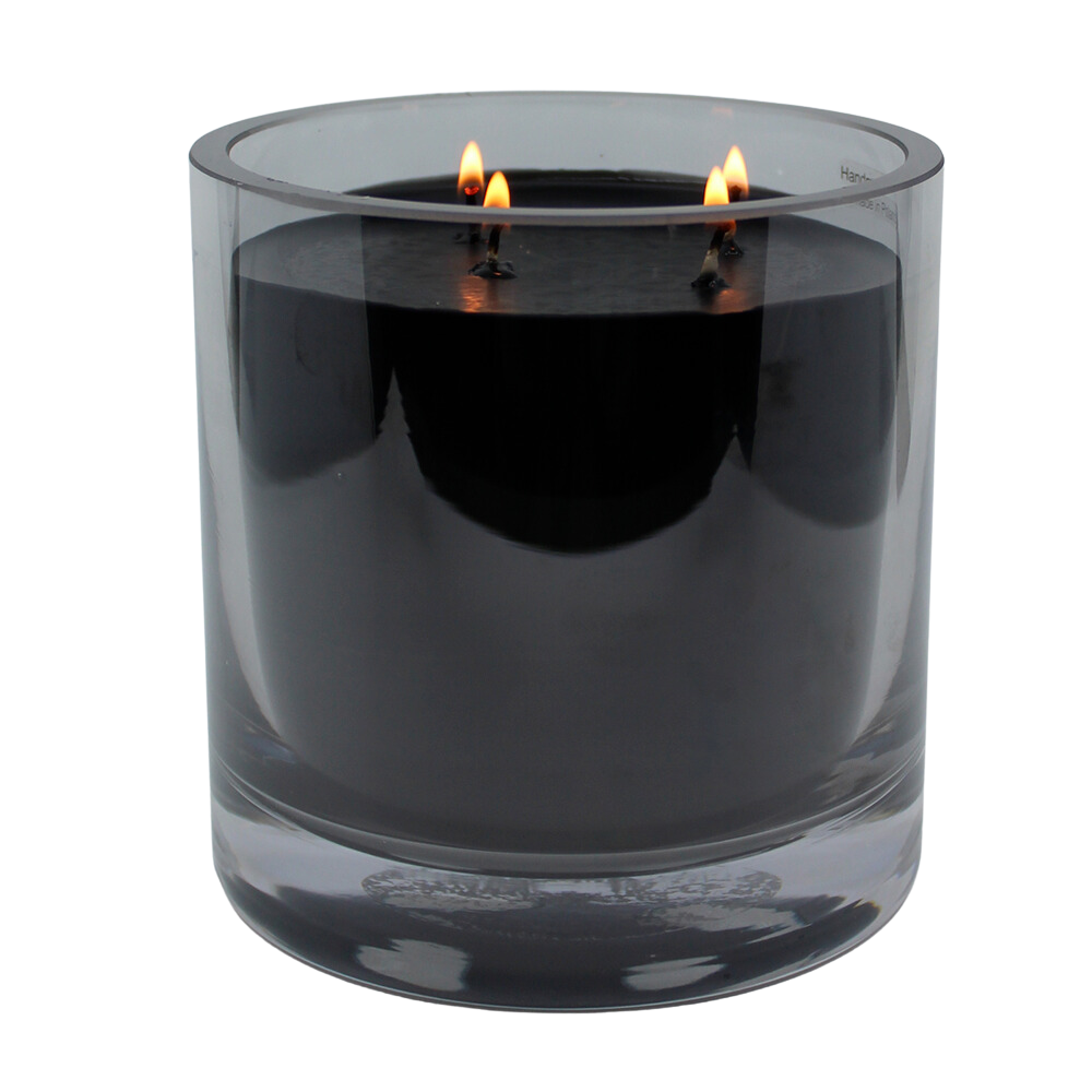 Lustre Black Candleholder Black Wax 13cm Oud