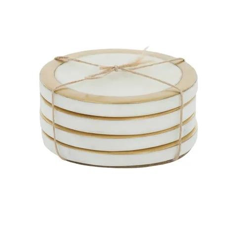 Circa S/4 Marble Brass Coasters / White