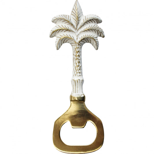 Palm Bottle Opener White/Brass