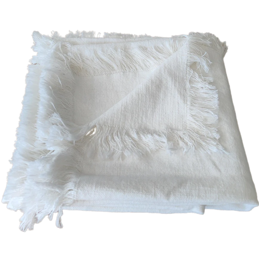 Champetre French Linen Throw 140 x 220 cm White