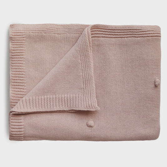 Mushie Knitted Baby Blanket Textured Dots Blush