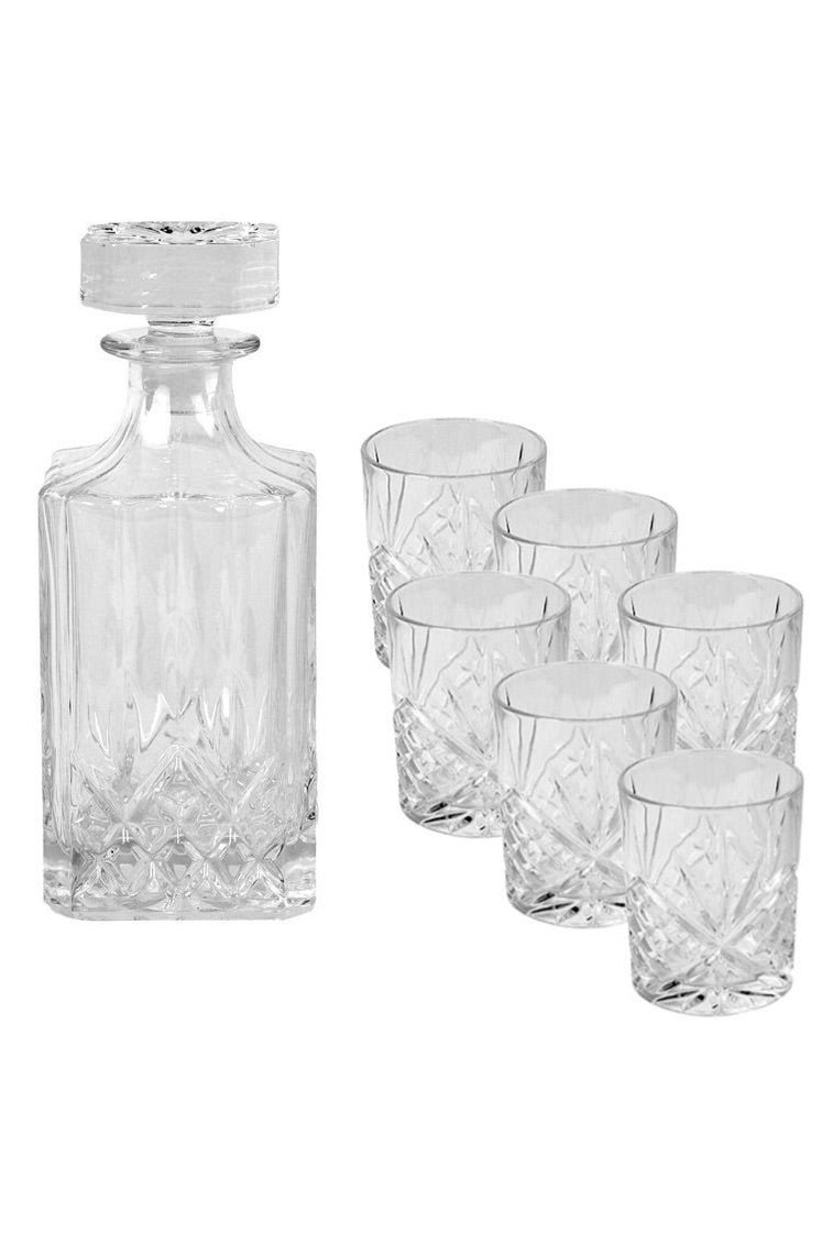 Harrow Etched Decanter & Six Glass Set