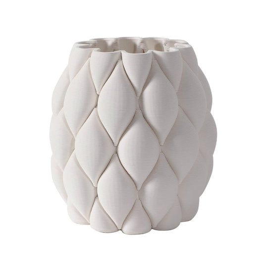 Minx Ceramic White Quilted Vase - Small