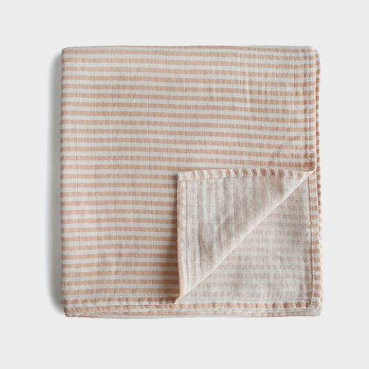 Mushie Swaddle Natural Stripe