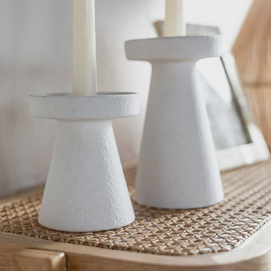 Piper White Matte Candle Stick Holder - Tall