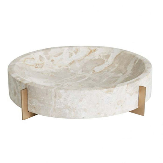 Ridge Large Round Bowl - Mocha Marble/Brass