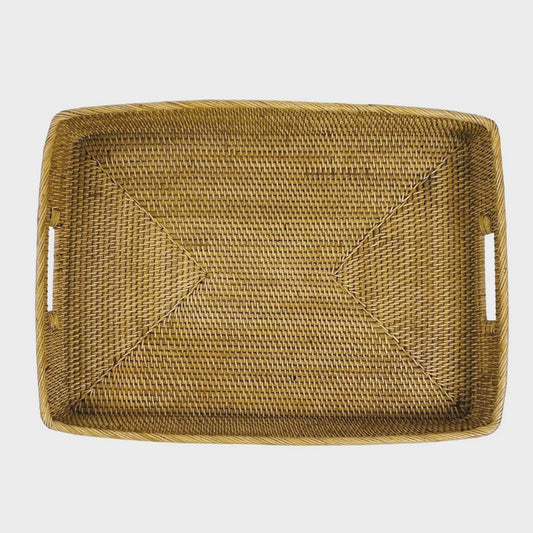 Large Rectangle Rattan Tray - Tan 55 x 35 x 7 cm