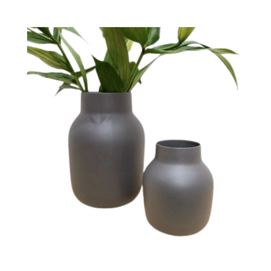 Flax Tub Vase 15cm / Charcoal
