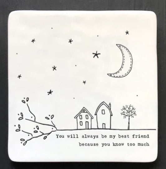 Square Porcelain Coaster - Best Friend