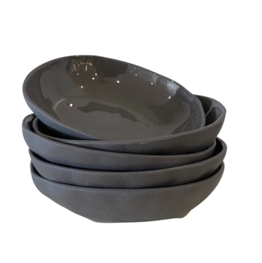 Flax Oval Bowl Charcoal