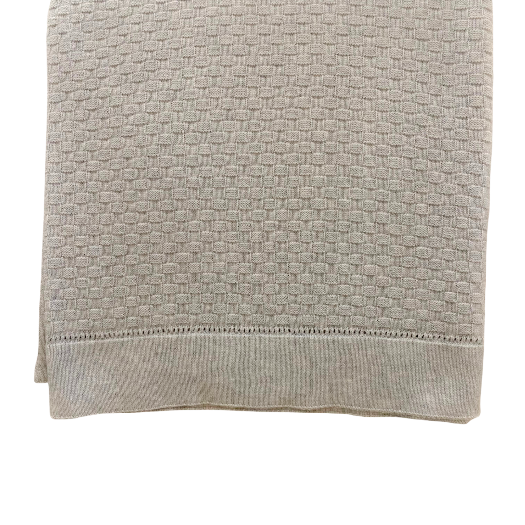 Basketweave Cotton Throw - Oyster
