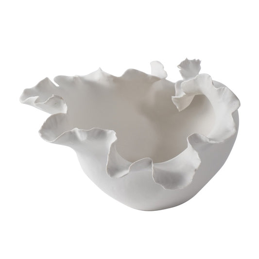 Plex White Ceramic Wave Bowl 36cmx26cm