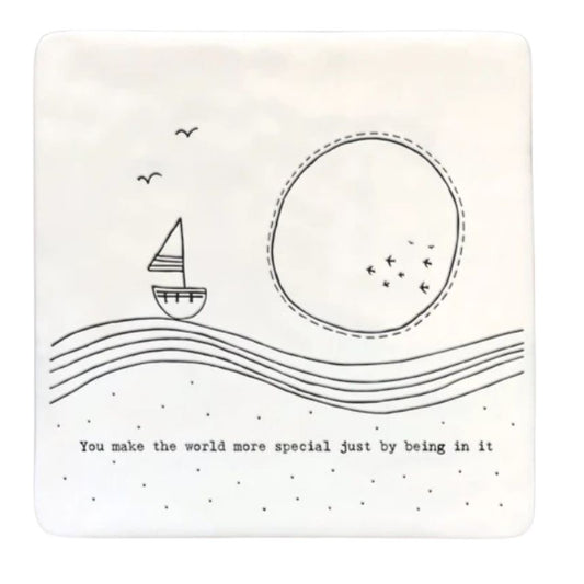Square Porcelain Coaster - Make the world