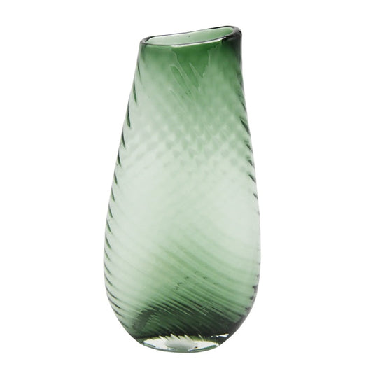 Yoke Glass Angled Vase Emerald Frost - Small