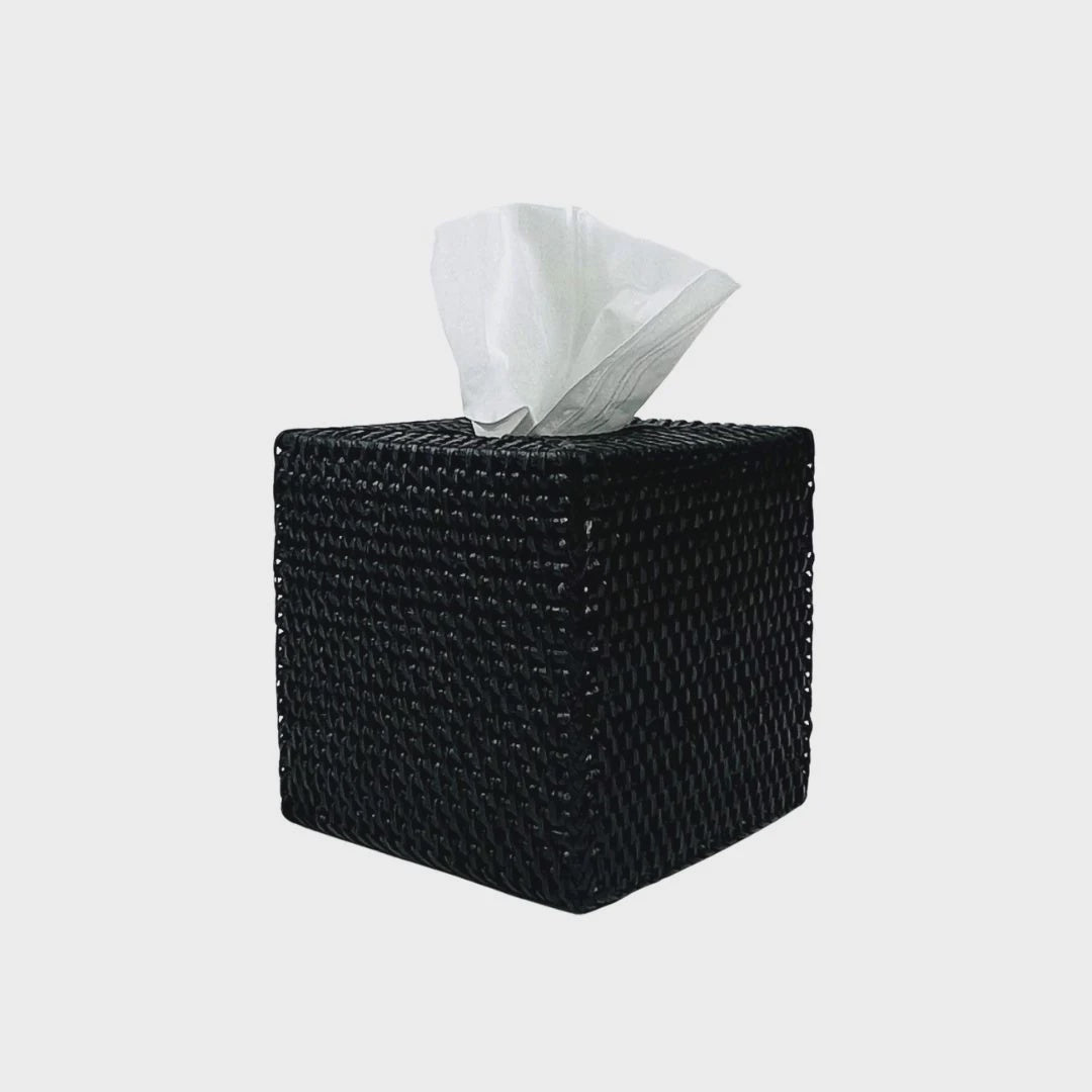 Black Rattan Tissue Box