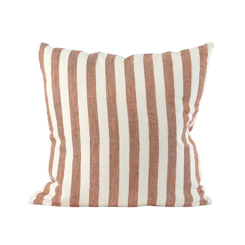 Santi Linen Cushion White & Nutmeg Stripe 40 x 60cm