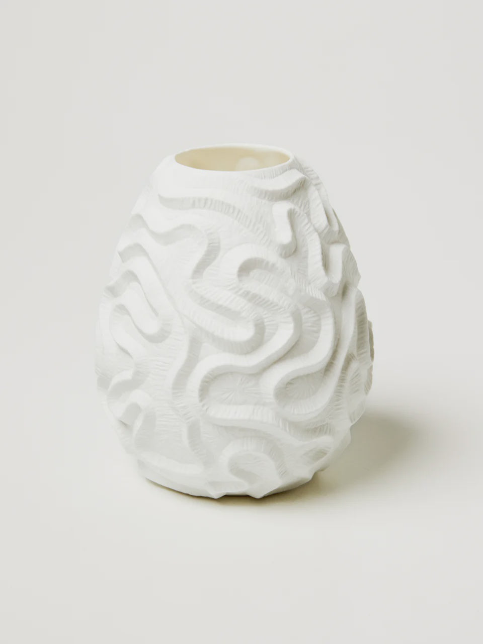 Coral Groove Vase White