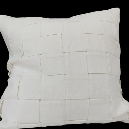 French Linen Cotton Cushion 55 x 55 cm - Intertwined White