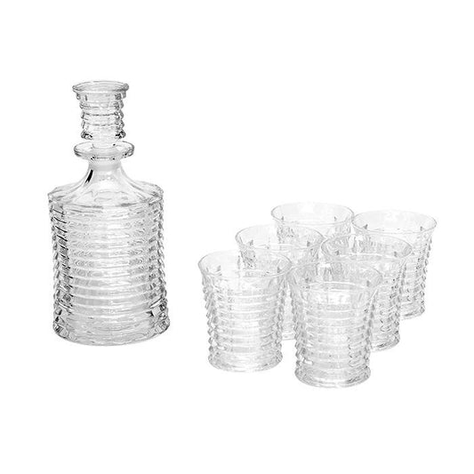 Fenwick Ribbed Decanter & Six Tumblers