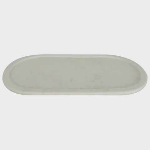Marble Rounded Tray 18 x 35cm White