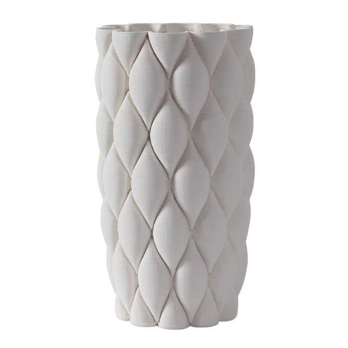 Minx Ceramic White Quilted Vase - Large