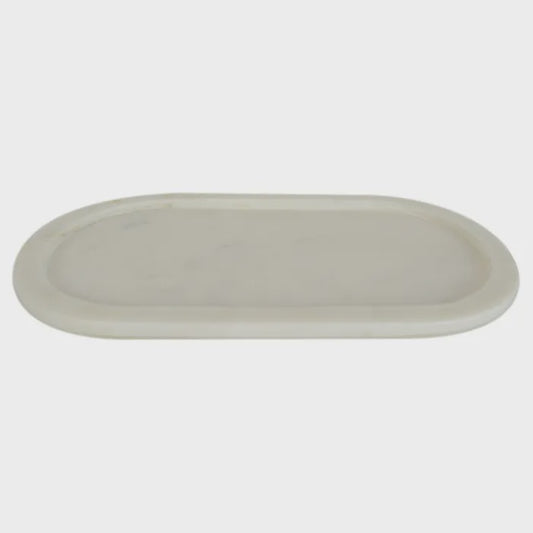 Marble Rounded Tray 15x28cm White