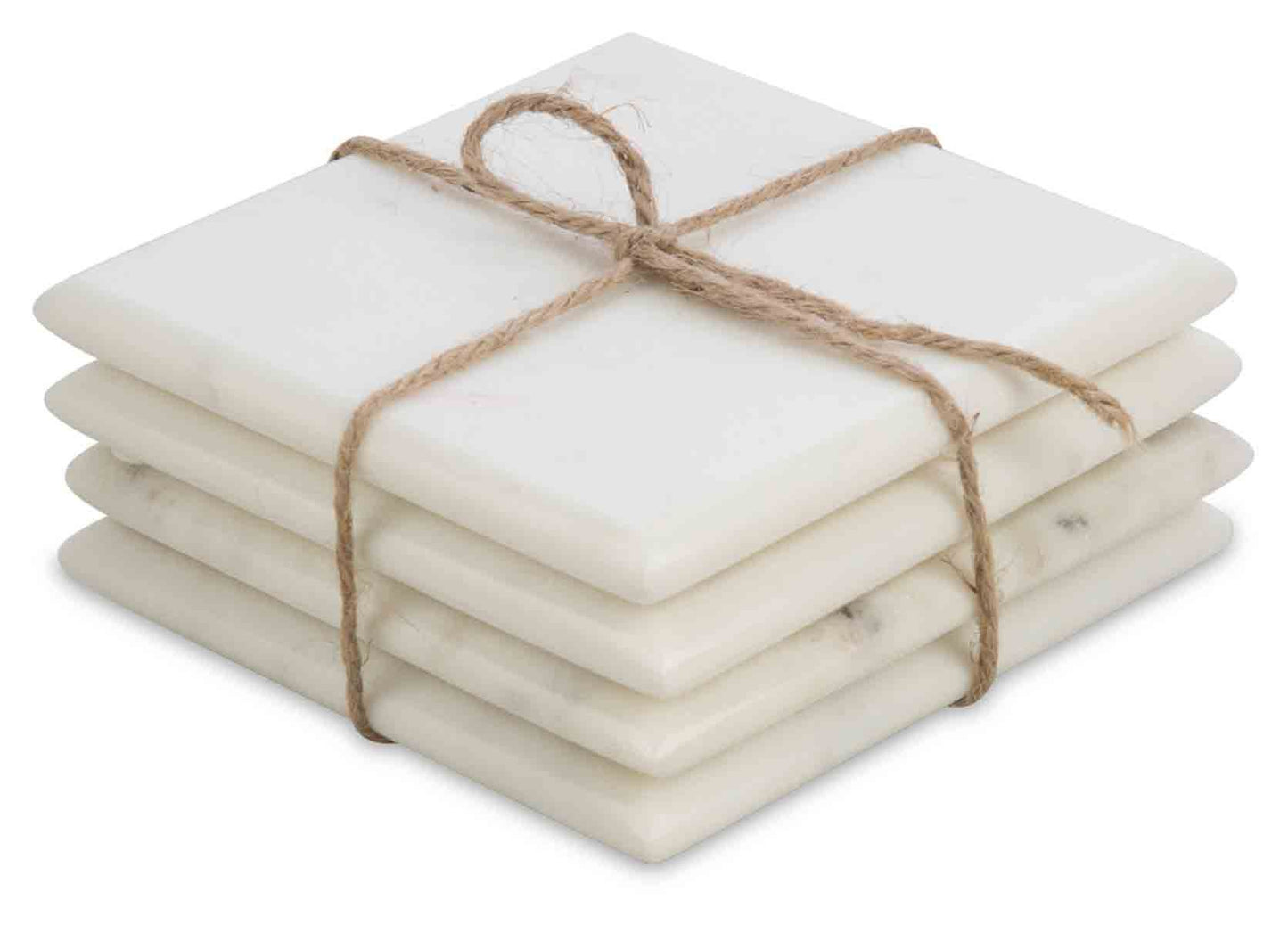 S/4 Square White Marble Coasters