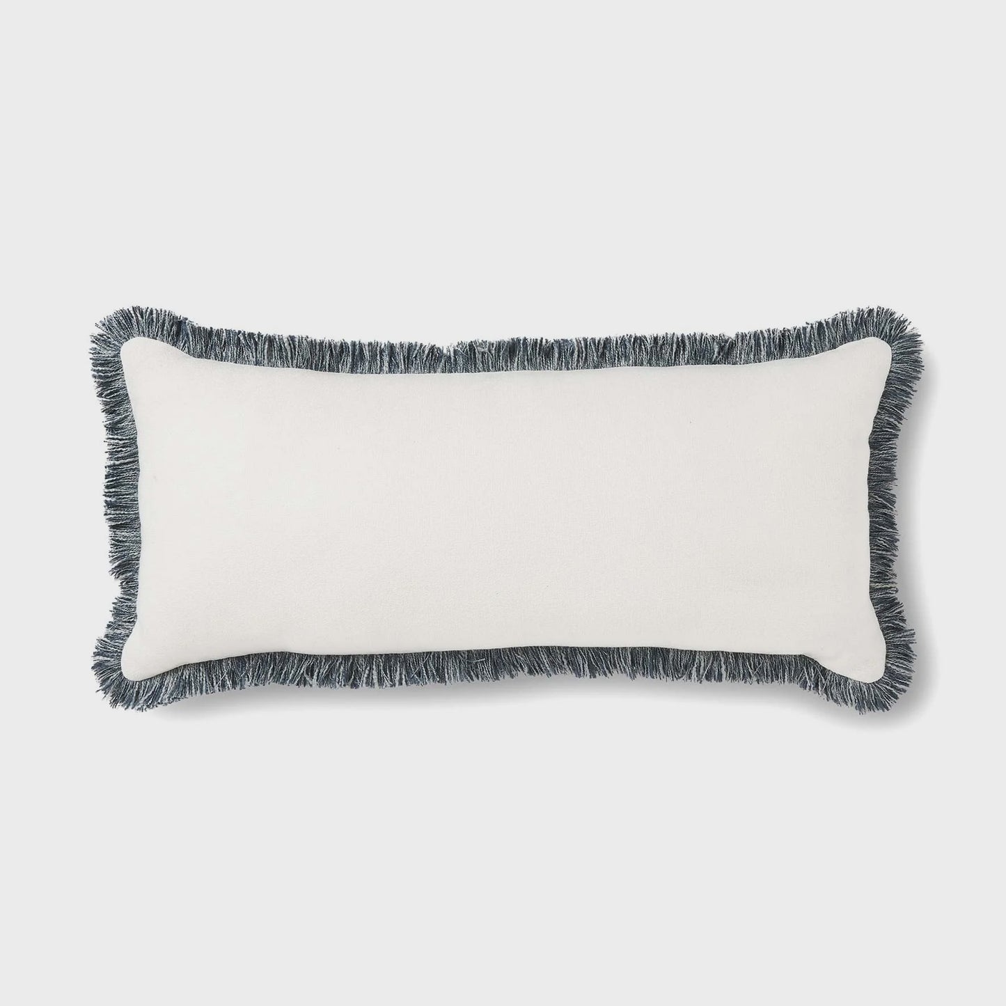 Vera Blue Melange Fringe Cushion 35 x 75cm